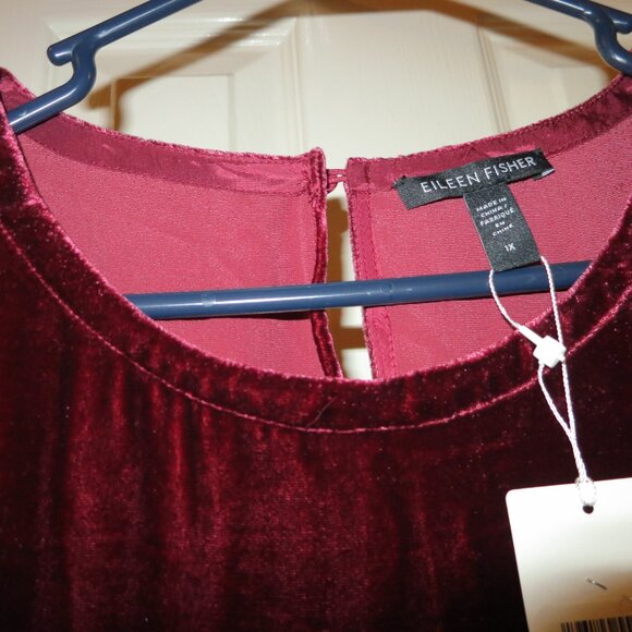 Eileen Fisher Deep Red Claret Velvet Dress 1X - Picture 3 of 9